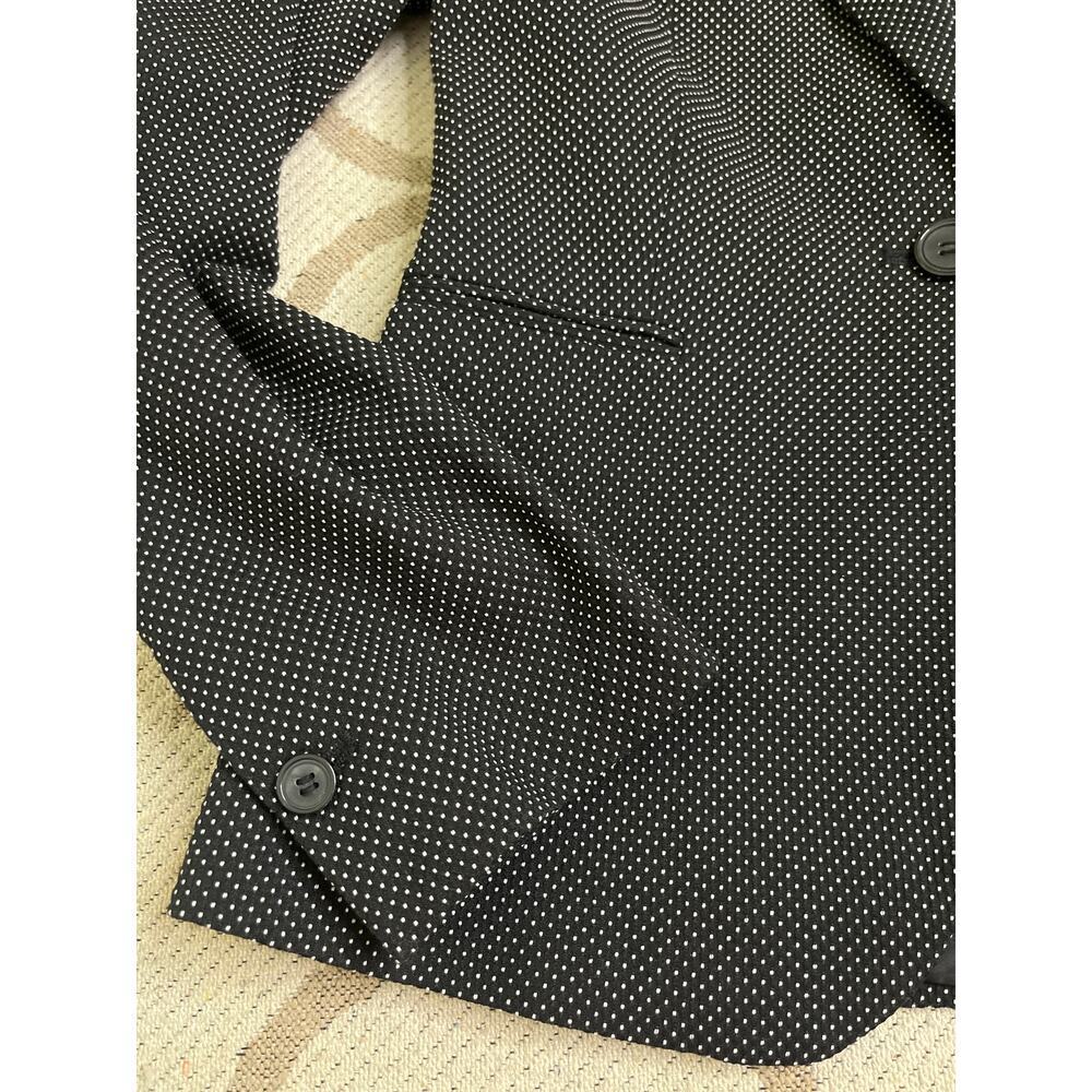ZARA Woman’s Textured Weave Suit Jacket Blazer, Black/White polka dot, Size 4 - Picture 6 of 13